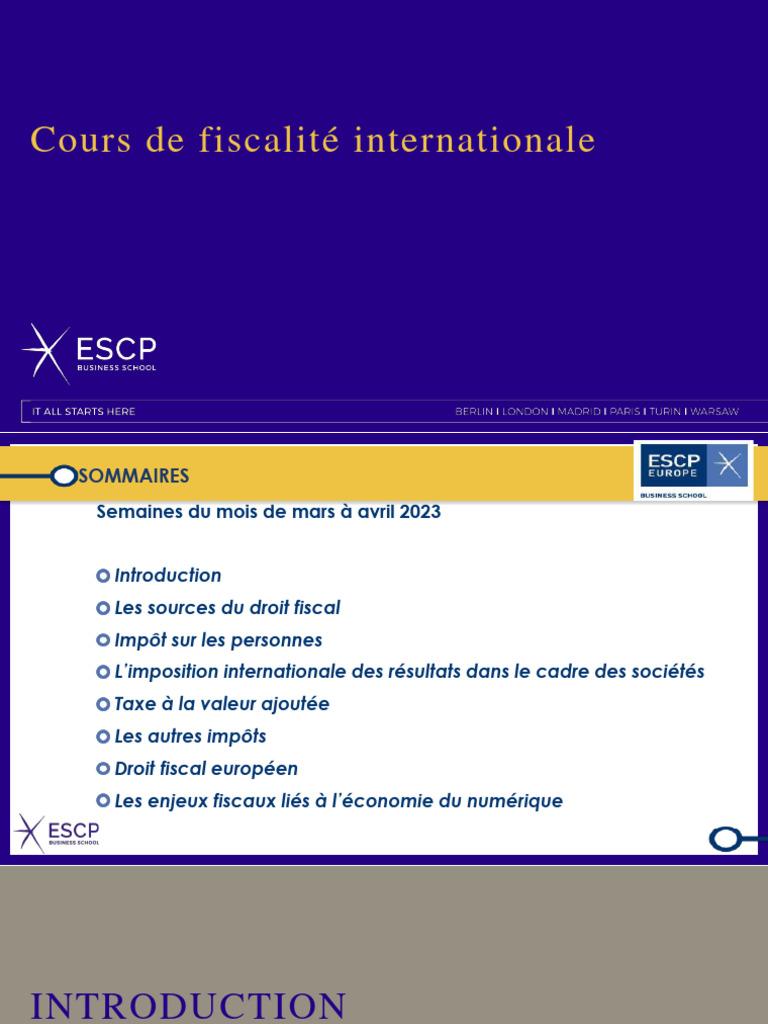 Introduction à la Fiscalité Globale | PDF | Impôts | La Richesse des ...