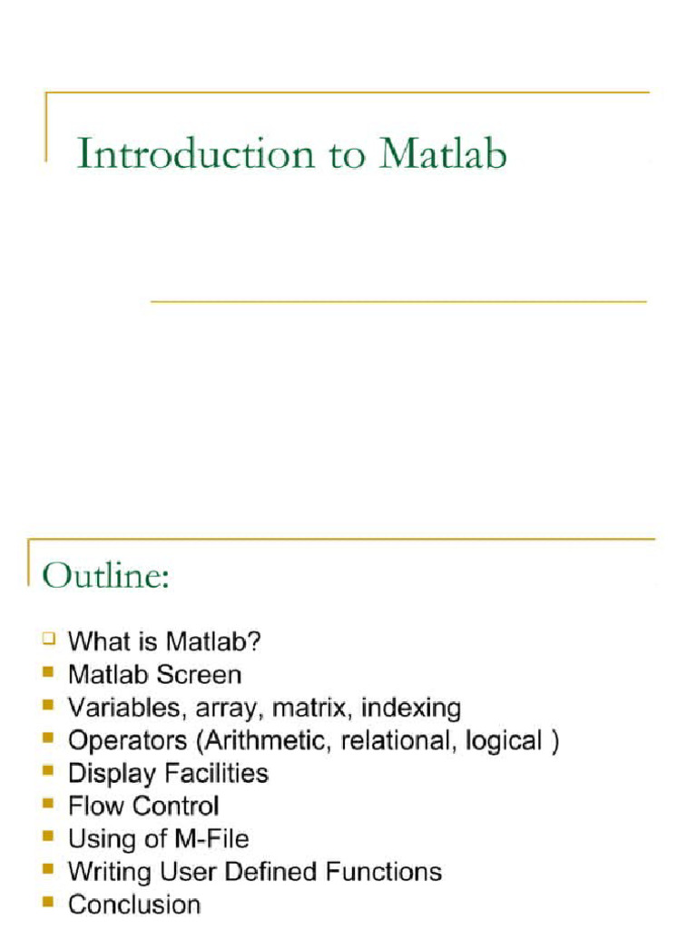 Introduction To MATLAB | PDF
