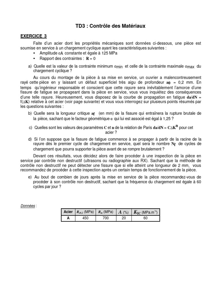 Analyse de la Fatigue des Matériaux Acier | PDF | Fatigue (matériau ...