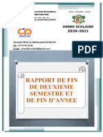 Rapport 2e Semestre College La Precellence M'batto 20 - 21
