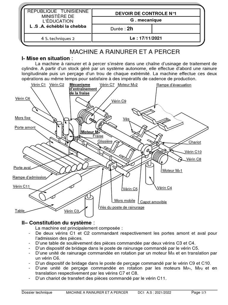 Machine à Rainurer et Percer: Dossier Technique | PDF | Ingénierie ...