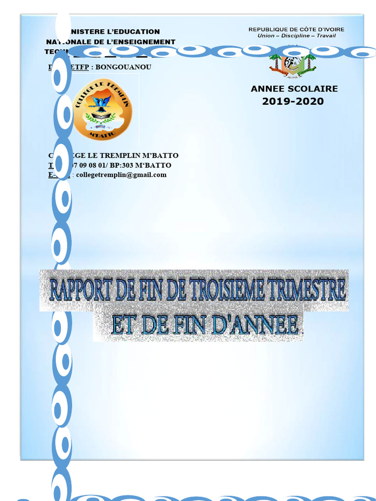Rapport Annuel Scolaire 2019-2020 | PDF | Pédagogie | Modification du ...