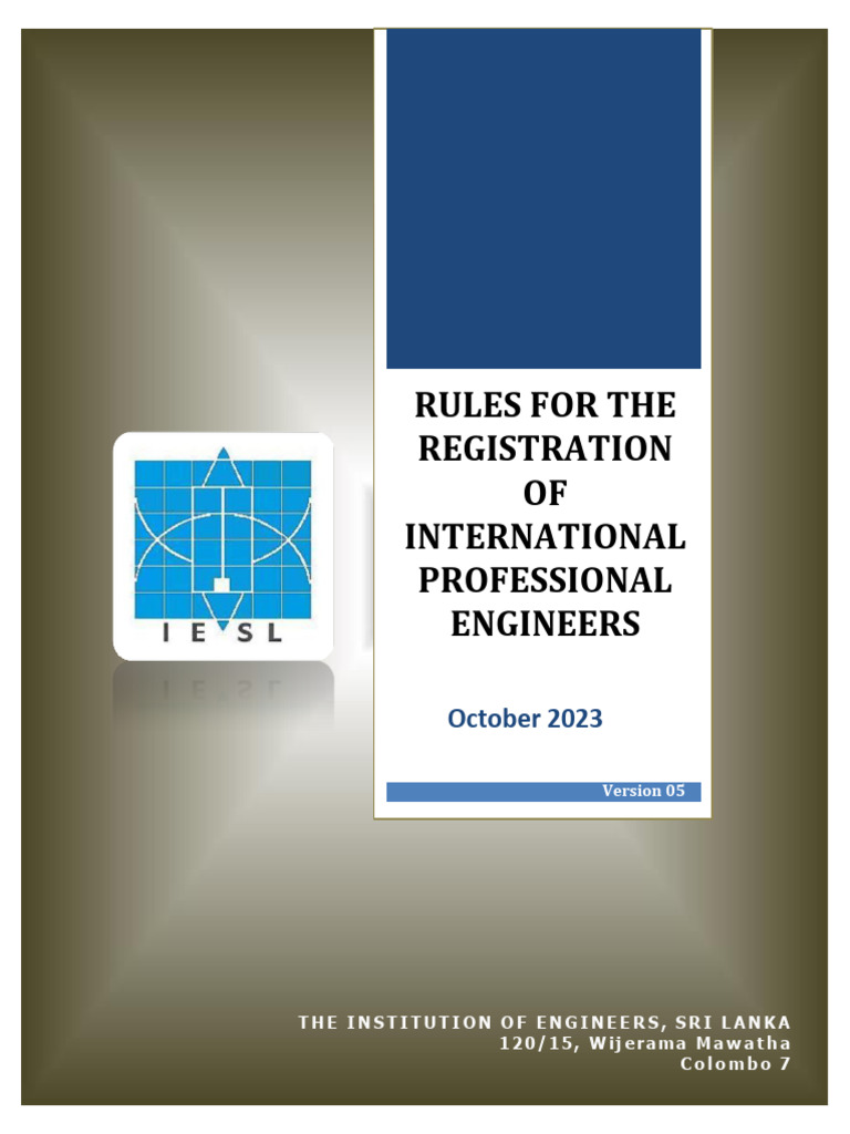 Intrenational Professional Engineer Rules - October 2023 | PDF ...