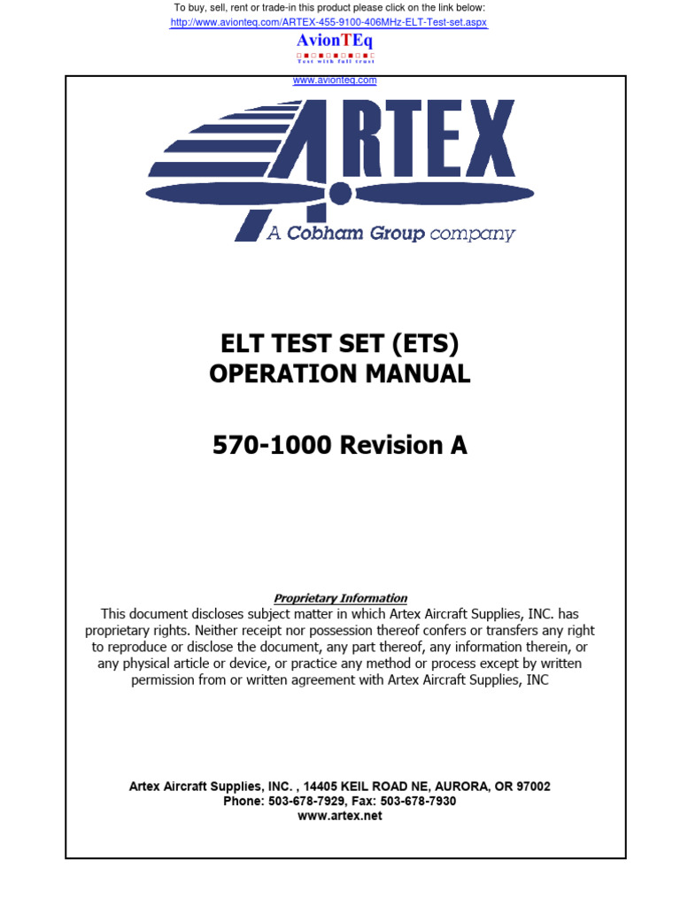 ARTEX-455-9100- Test Set Manual | PDF | Rechargeable Battery | Computing