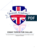 Essays Topics For Callan