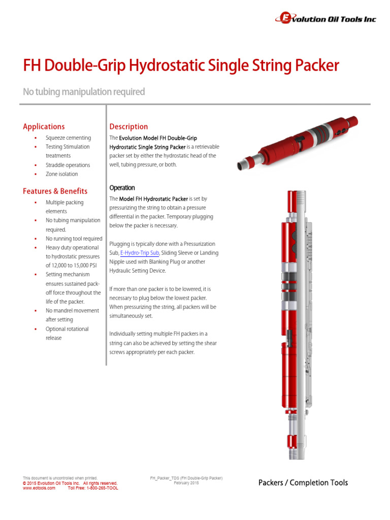 FH Double-Grip Hydrostatic Packer | PDF | Casing (Borehole ...