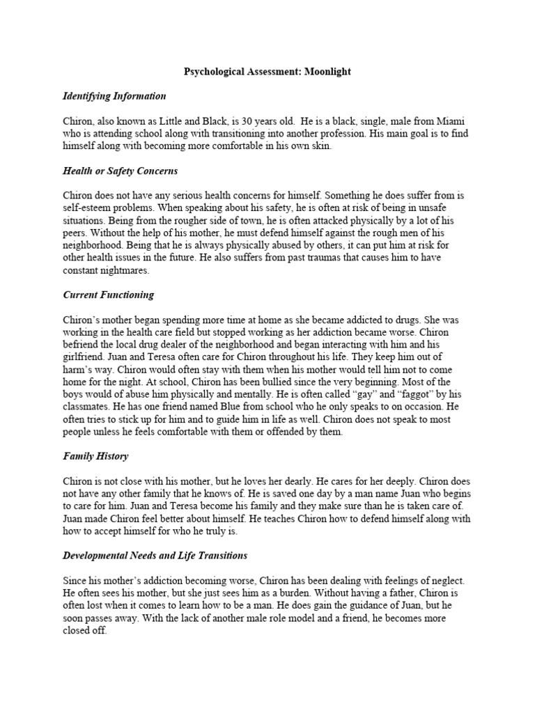 Psychological assessment pdf moonlight 2016 film bullying