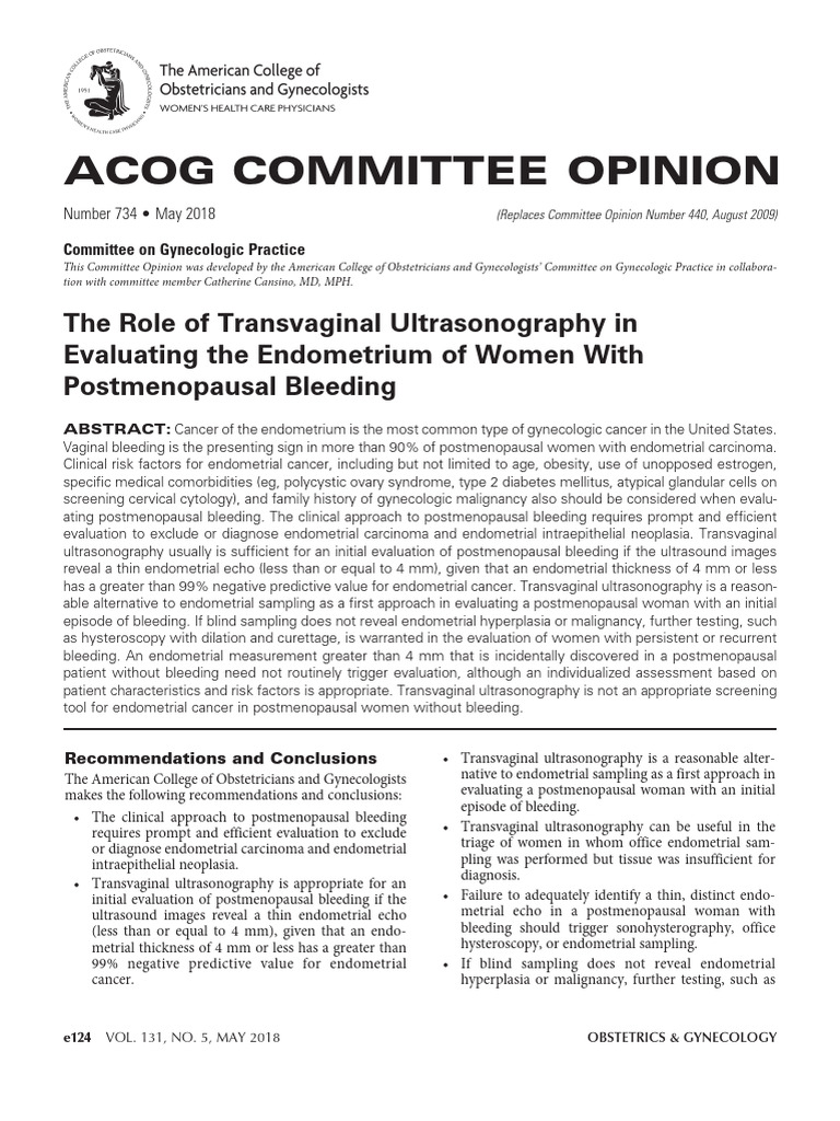 The Role of Transvaginal Ultrasonography in Evaluating the Endometrium