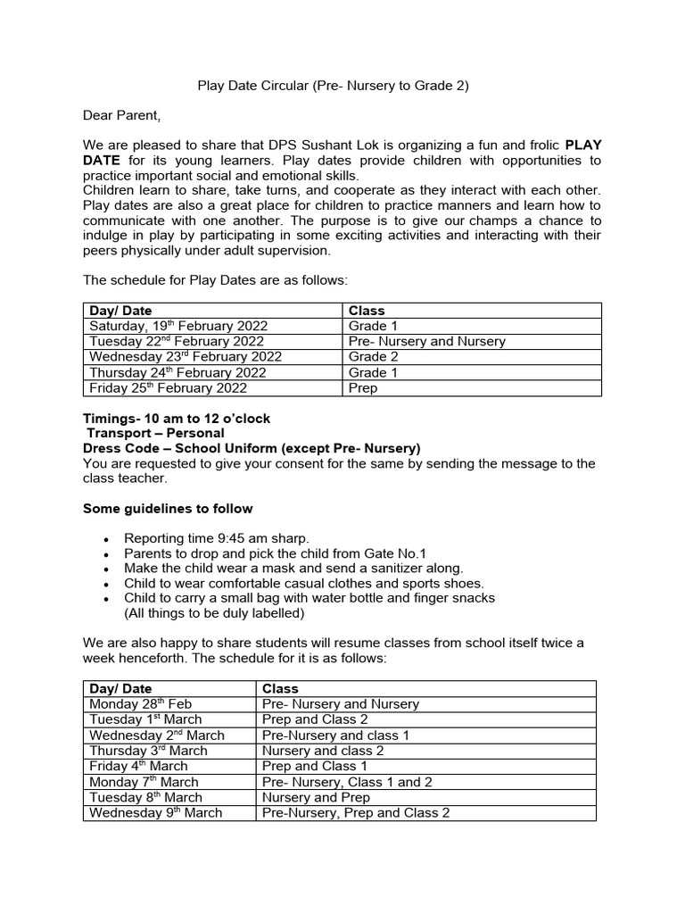 Play Date and March Dates PDF