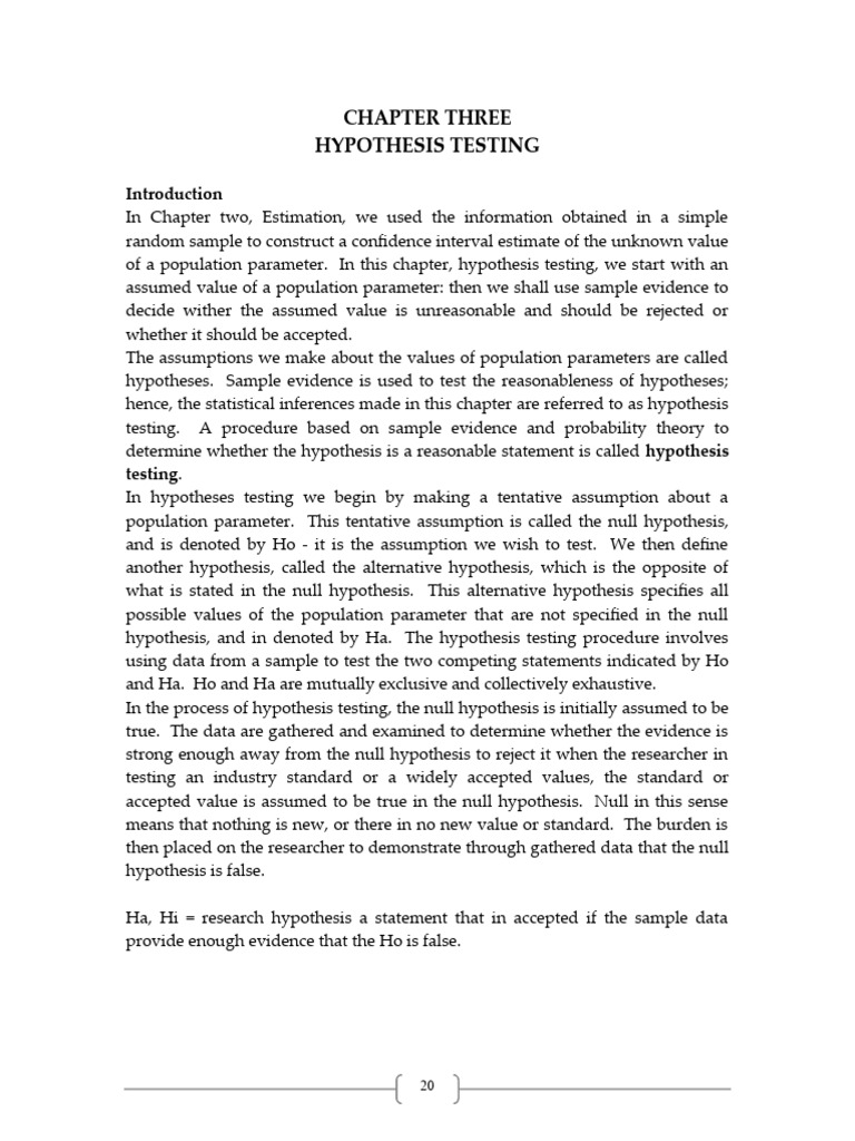 Chapter 3 ht pdf type i and type ii errors statistical hypothesis