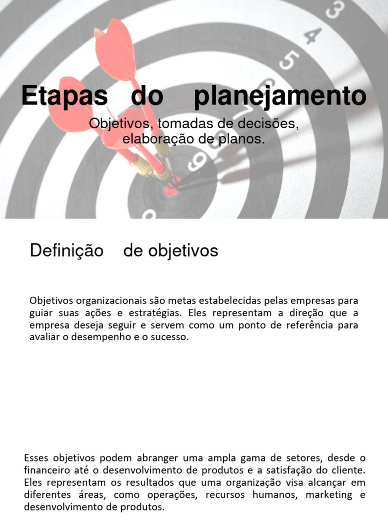 5º Aula Etapas Do Planejamento | PDF | Empreendedorismo | Planejamento