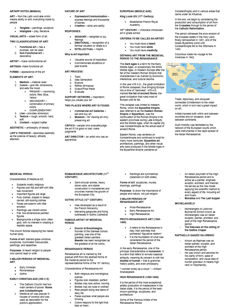 Artapp Notes | PDF | Renaissance | Byzantine Empire