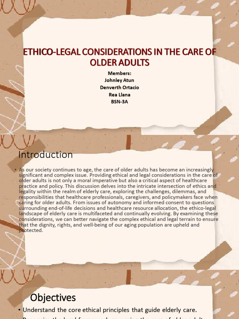 Ethico-Legal Issues in Elderly Care | PDF | Geriatrics | Caregiver