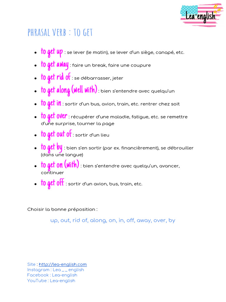 Phrasal Verbs: Get List & Exercises | PDF