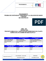 ME-13036-PRC-053 PRUEBAS DE CONTINUIDAD Y RESISTENCIA A LA AISLACION DE CABLES Y EQUIPOS Rev.3