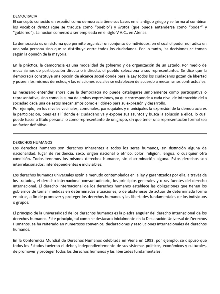 Fundamentos de Democracia y Derechos Humanos | PDF | Democracia ...