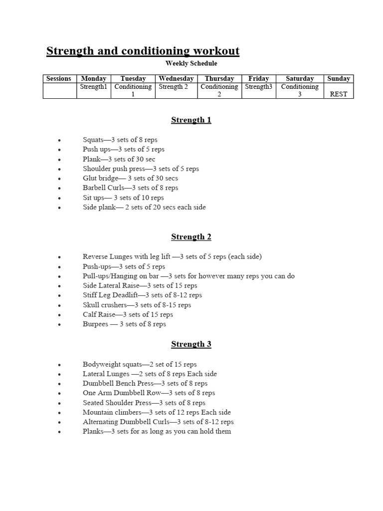 Strength and conditioning workout download free pdf weight training