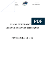 Plans de Formation Licence Et Master SP