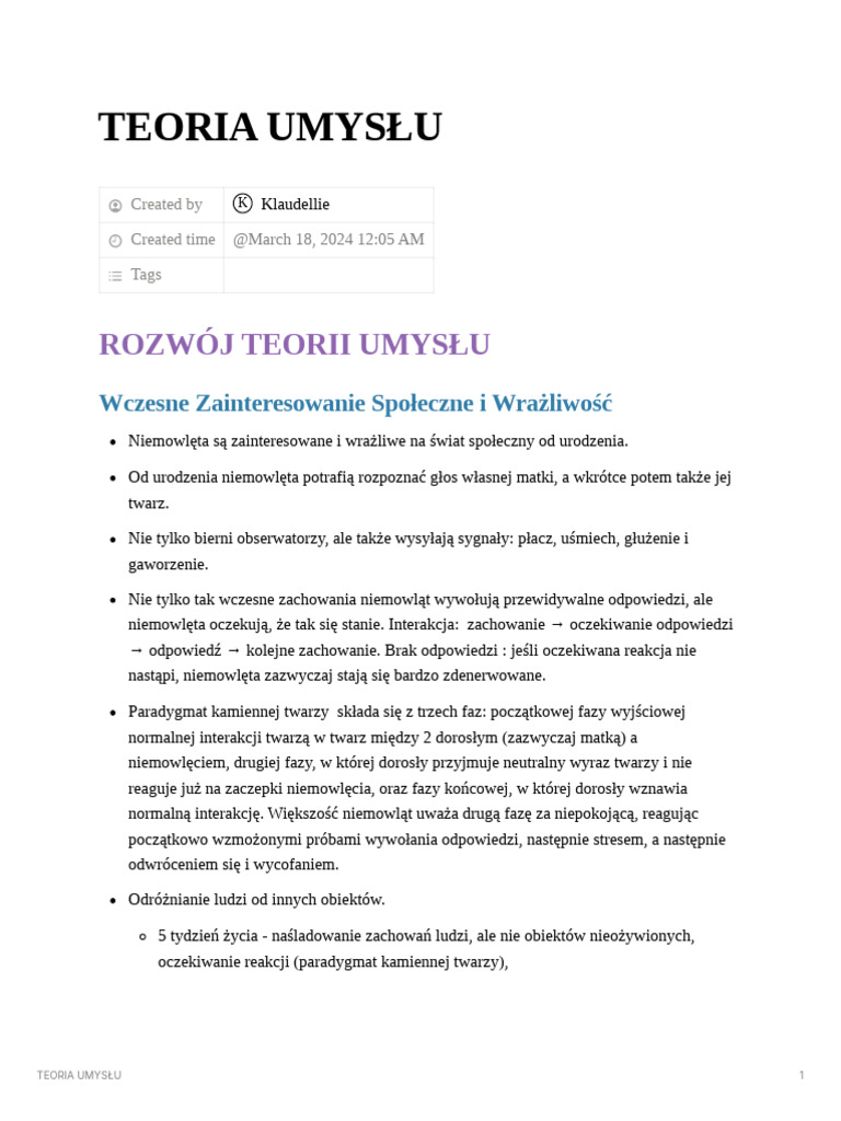 Teoria Umysłu | PDF