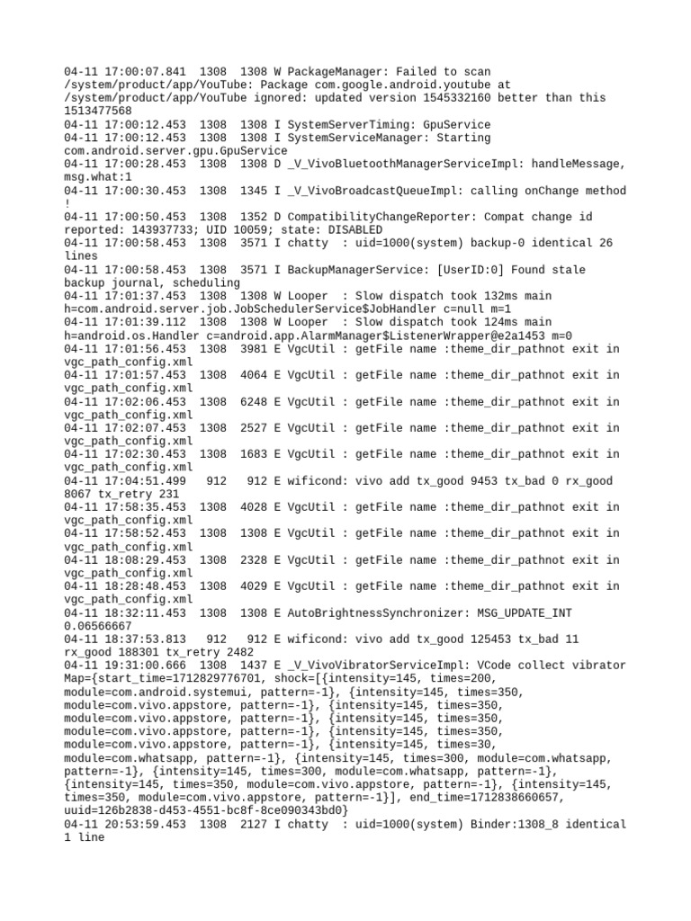 Vivo Device Log Analysis and Errors | PDF | Operating System Families ...