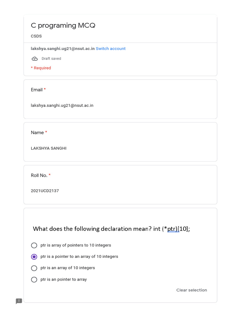 C Programing MCQ | PDF | Pointer (Computer Programming) | Computer ...