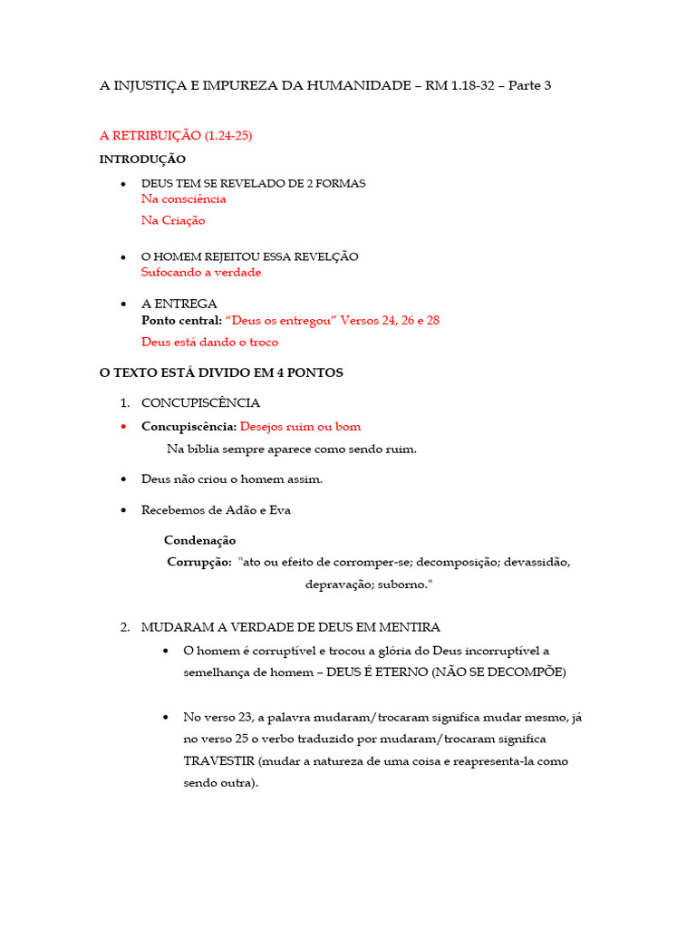 A Injustiça e Impureza Da Humanidade - Parte 3 | PDF | Pecado | Deus