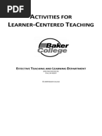 Activities For Learner-Centered Teaching