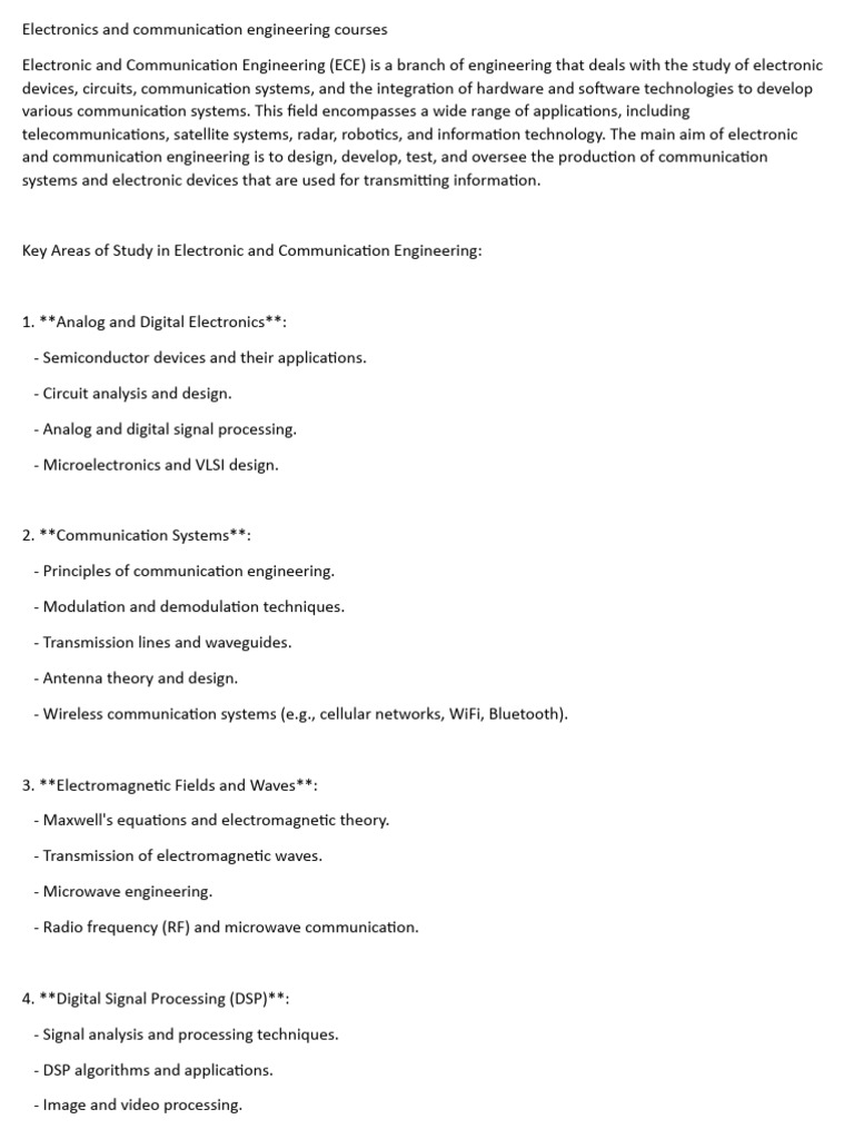 Electronics and Communication Engineering Courses | PDF ...