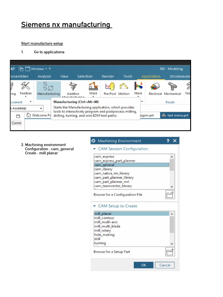 Siemens NX Manufacturing Setup Guide | PDF