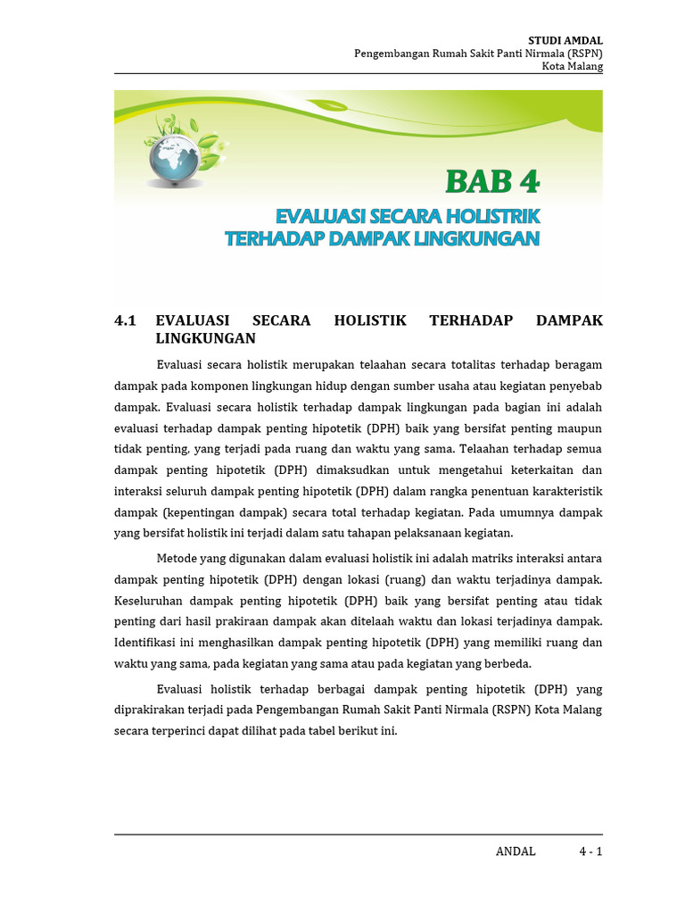 Evaluasi Holistik Dampak Lingkungan RSPN | PDF
