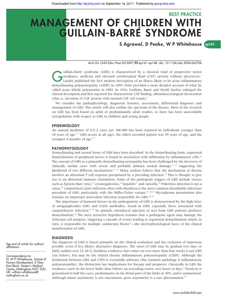 Best Practices for Pediatric GBS Management | PDF | Peripheral ...