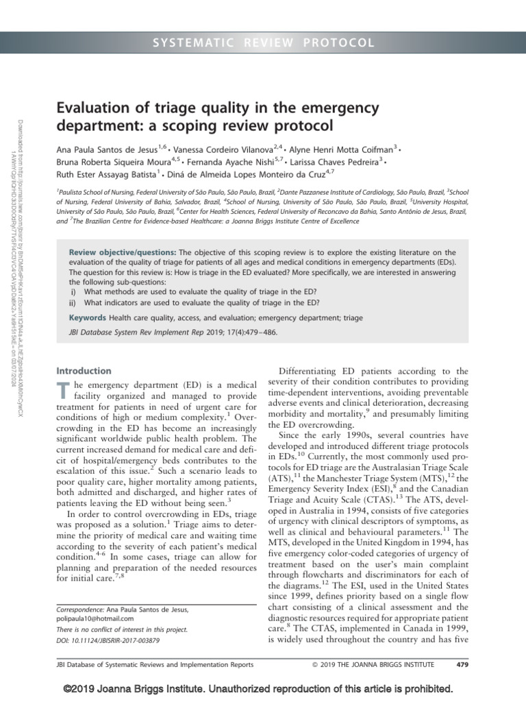 Evaluation of Triage Quality in The Emergency.6 | PDF | Systematic ...