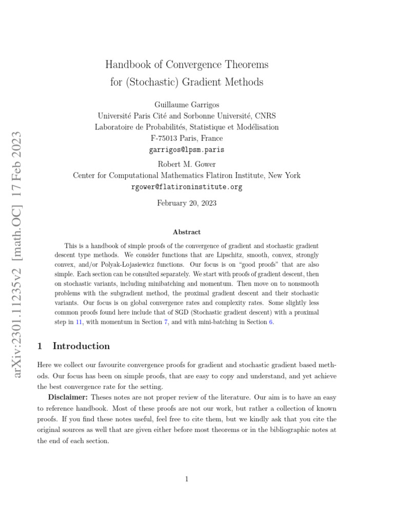 Convergence Theorems for Gradient Methods | PDF | Matrix (Mathematics ...