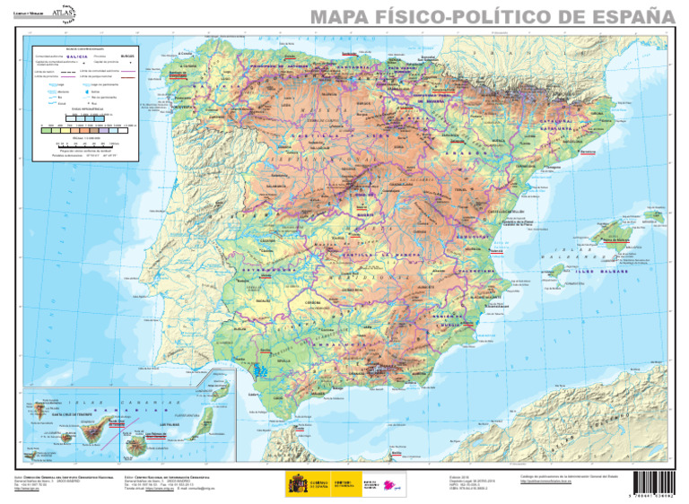 Espana Mapa Fisico Politico de Espana 1 3.000.000 2016 Mapa 16137 Spa | PDF