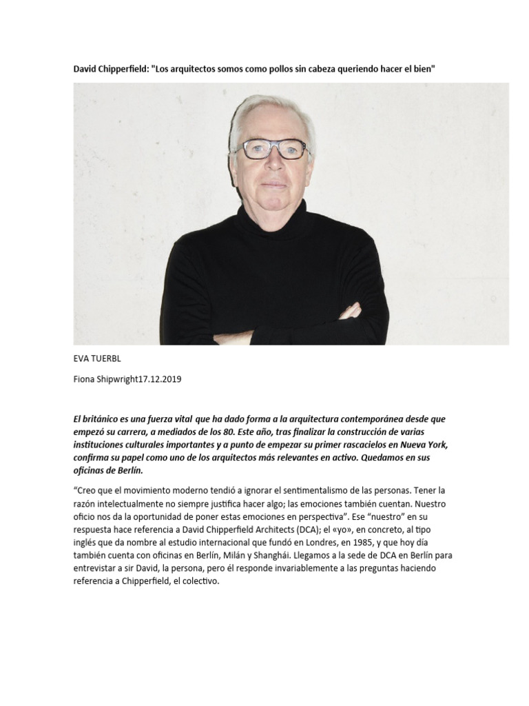 David Chipperfield: Arquitectura con Sentido | PDF | Arquitecto | Alemania