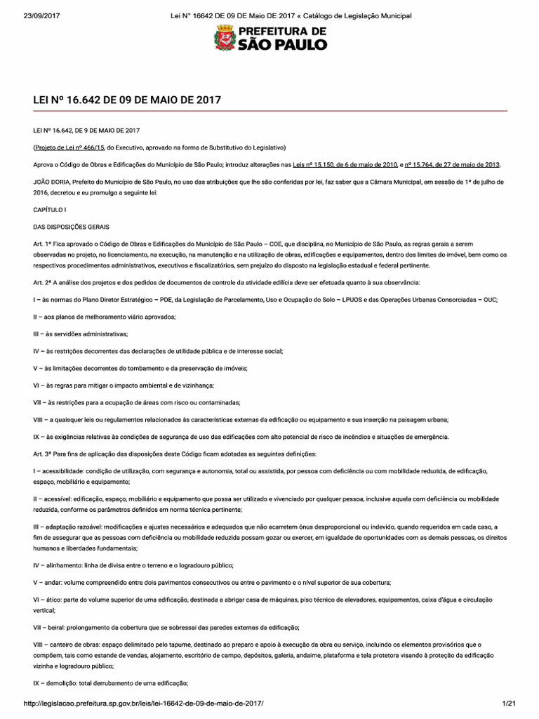 Código de Obras de São Paulo 2017 | PDF