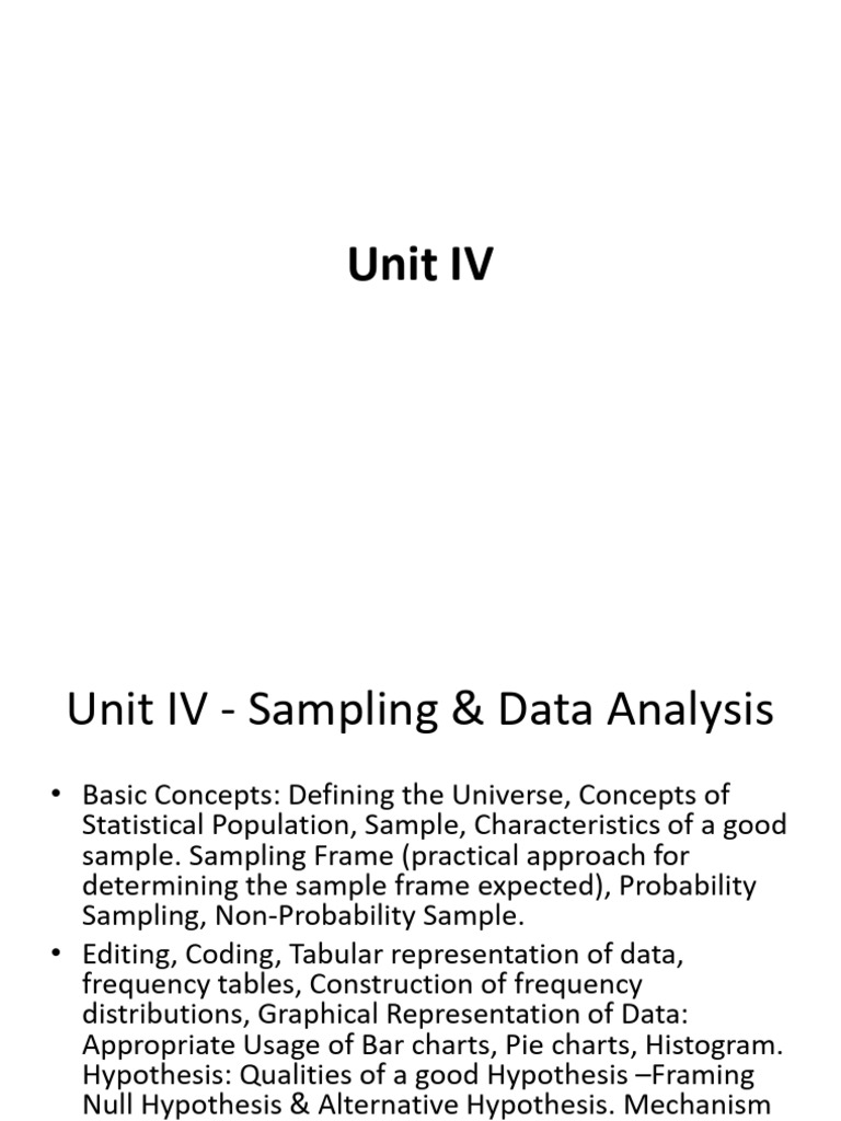 Unit IV - Sampling and Data Analysis | PDF | Sampling (Statistics ...