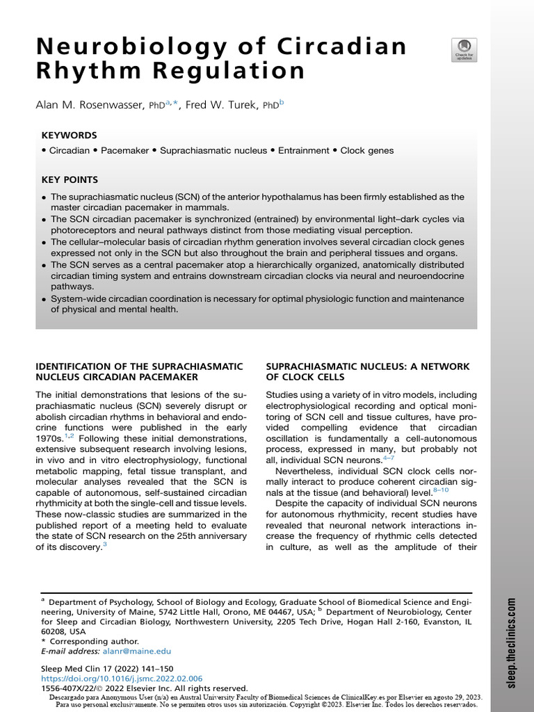 Neurobiology of Circadian Rhythm Regulation | PDF | Circadian Rhythm ...