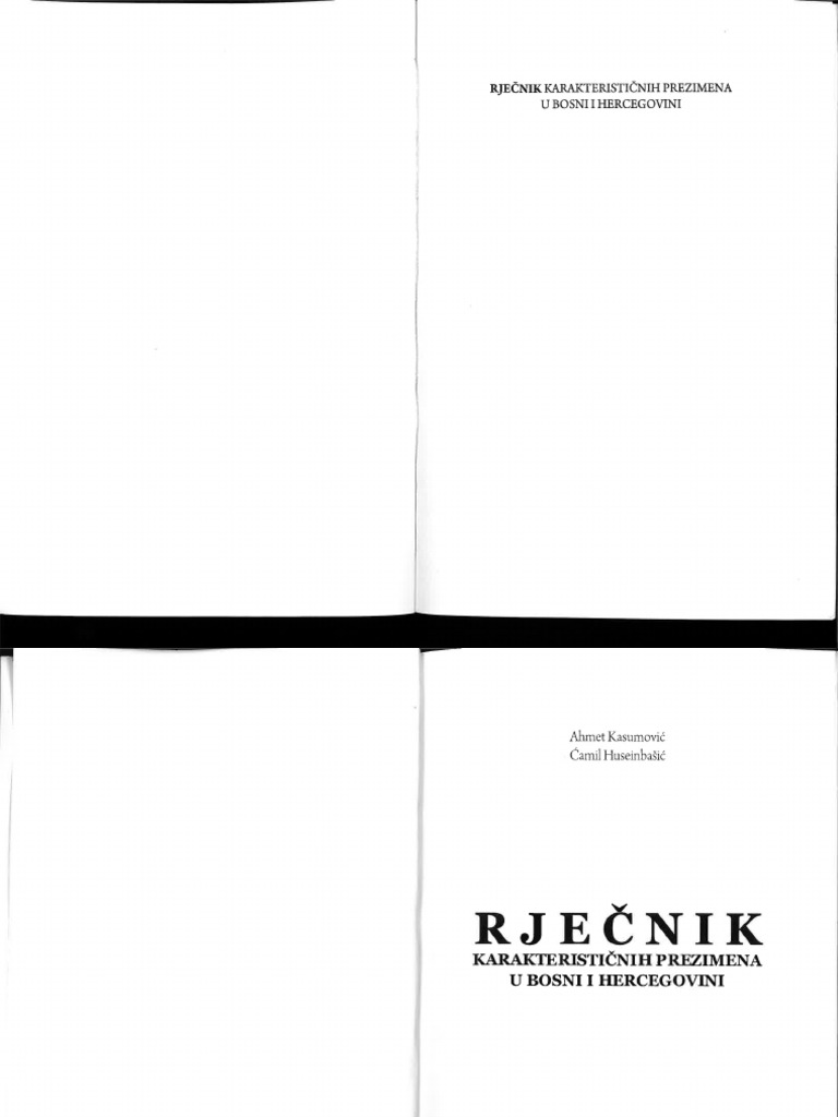 1-Rječnik Karakterističnih Prezimena U Bosni I Hercegovini | PDF