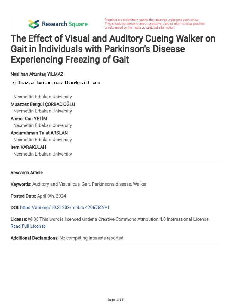 Visual and Auditory Cueing in Parkinson's Gait | PDF | Parkinson's ...