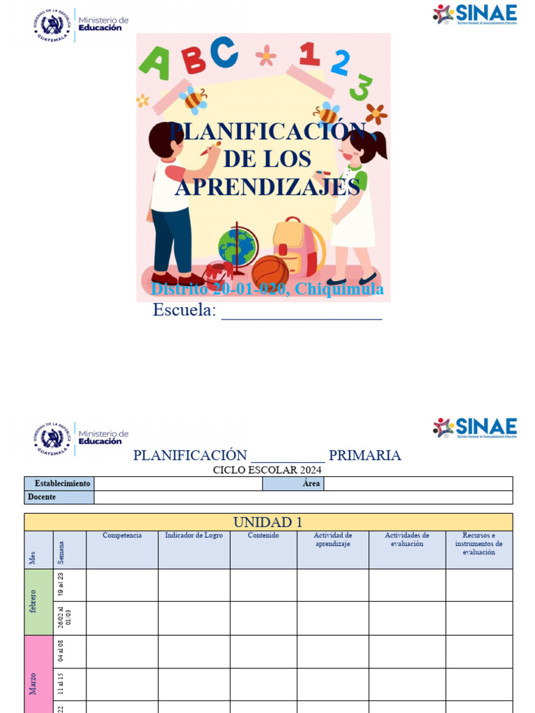 Planificación de Aprendizajes 2024 | PDF | Evaluación | Aprendizaje