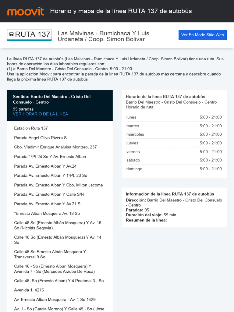 Horarios y Recorrido del Bus 137 Guayaquil | PDF | Industrias de ...