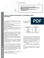 55894-Lista 1 - Cálculo I - Função Polinomial Do Primeiro Grau - 2 Semestre - 2011