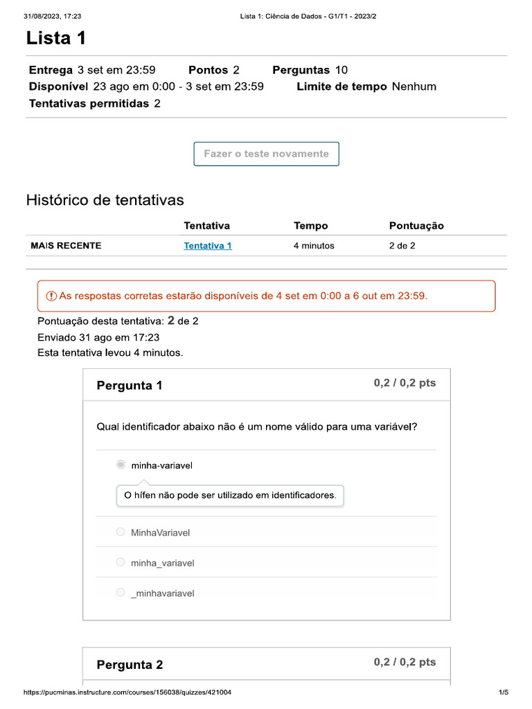 Lista 1 | PDF