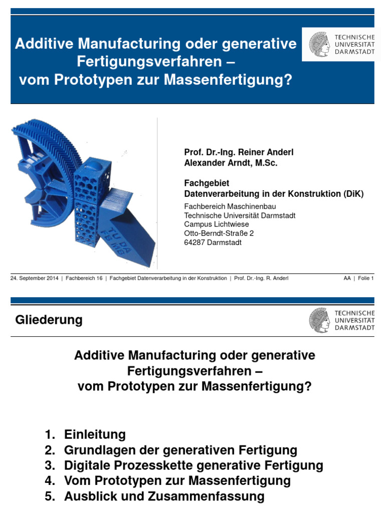 Additive Manufacturing Oder Generative Fertigungsverfahren Vom ...