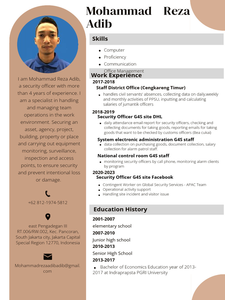 Security Officer Resume of Mohammad Reza Adib | PDF | Securities ...