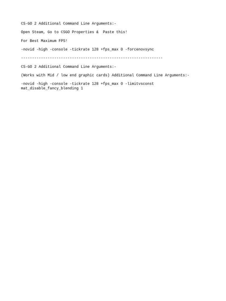 CS:GO 2 FPS Boost Commands | PDF