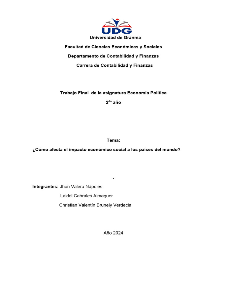 Impacto Económico y Social Global | PDF | Pobreza | Pobreza e indigencia