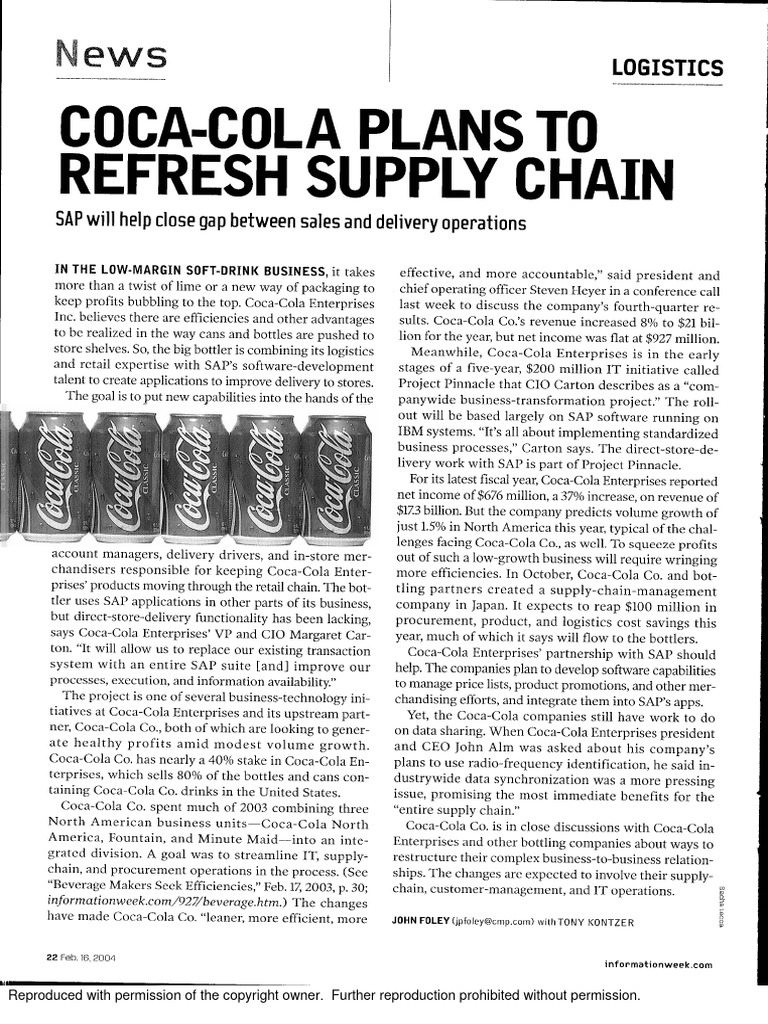 Coca-Cola Plans To Refresh Sup | PDF