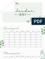 Green Simple Minimalist Monthly Calendar